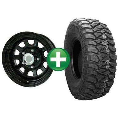 315X70r17 (35x12.50r17) Mickey Thompson MTZ Legend/ 17X9 Black Steel Wheels - Set of 4