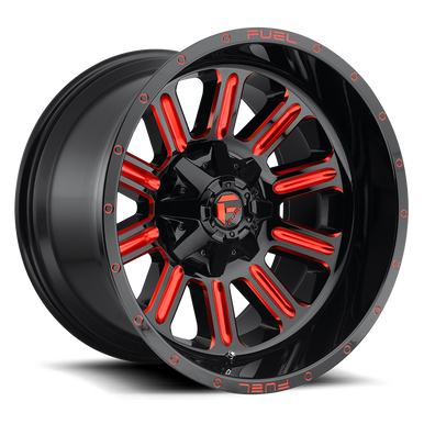 **OVERSTOCK - ONLY 4 AT THIS PRICE** 20x10 8x6.5 4.75BS D621 Hardline Gloss Blk/Red - Fuel Off-Road