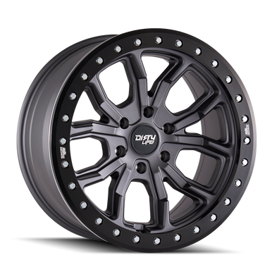 17x9 5x4.5 4.53BS DT-1 9303 Gunmetal/Blk W/Sim Ring - Dirty Life Wheels