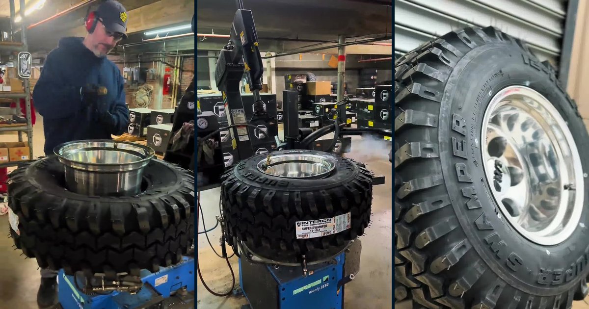 NTW mounting an Interco Super Swamper on a polished wheel