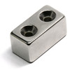 Side view of N45 neodymium bar magnet 1"x1/2"x1/2" showing magnetization thru sides and countersunk holes for easy installation in industrial applications