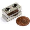 Standard #6 flat head screw seated flush inside 82 degree countersunk hole on N45 block magnet