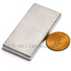 High-strength N52 rare earth block magnet 2x1x3/16" nickel coated for industrial and DIY projects side angle