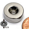 N52 Neodymium Disc Magnet 5/8x1/4 with #6 Countersunk Hole - Top View