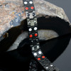 <img src="mens  magnetic bracelet .png" alt="casual magnetic therapy jewelry  strong  side view   Novoa Men's Quad-Element Polished Silver Titanium Magnetic Bracelet with Carbon Fiber Inlays  ">