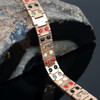 <img src="mens gold color magnet bracelet .png" alt="casual magnetic therapy jewelry  strong  top view    magnetic-bracelet-jewelry   Novoa Men's Rose Gold Colored  B246QM     ">