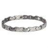 <img src=" womens silver stainless  magnet bracelet .png" alt="casual magnetic therapy jewelry   Front view         Magnetic bracelet jewelry Novoa Women 's - 12,800 Gauss B428">