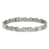 <img src=" womens silver stainless   magnet bracelet .png" alt="casual magnetic therapy jewelry   side view  Magnetic Bracelet Jewelry Novoa Women 's Quad- Satin Accents  B428-0">