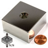 Neodymium Block Magnet N52 2"x2"x1"with #1/4 Countersunk Hole