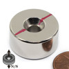 1x1/2" Neodymium Disc Magnet w/#12 Countersunk Hole on Both Sides