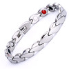Magnetic Bracelet Novoa Women's Quad-Element Stainless Titanium Two-Tone Silver Clovers
