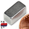 N45 neodymium block magnet 1/2 inch x 1/4 inch x 1/4 inch with 9.7 lbs pull force, rare earth NdFeB NiCuNi plated, magnetized thru thickness for industrial and DIY holding