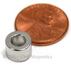 N52 Neodymium Ring Magnet 0.365-inch OD by 0.2-inch ID showing Ni-Cu-Ni triple coating.