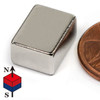 N50 neodymium block magnet 1/2 inch x 3/8 inch x 1/4 inch with 12.6 lbs pull force, rare earth NdFeB NiCuNi plated, magnetized thru thickness for industrial and DIY holding
