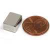 Side view of strong N50 rare earth block magnet 0.5"x0.375"x0.25", 12.6 lbs pull for magnetic assemblies and projects
