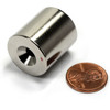N42 Neodymium SLUG Magnet 72 LB Pull - 7/8x1" Cylindrical Rare Earth Magnet with Double Countersunk Holes