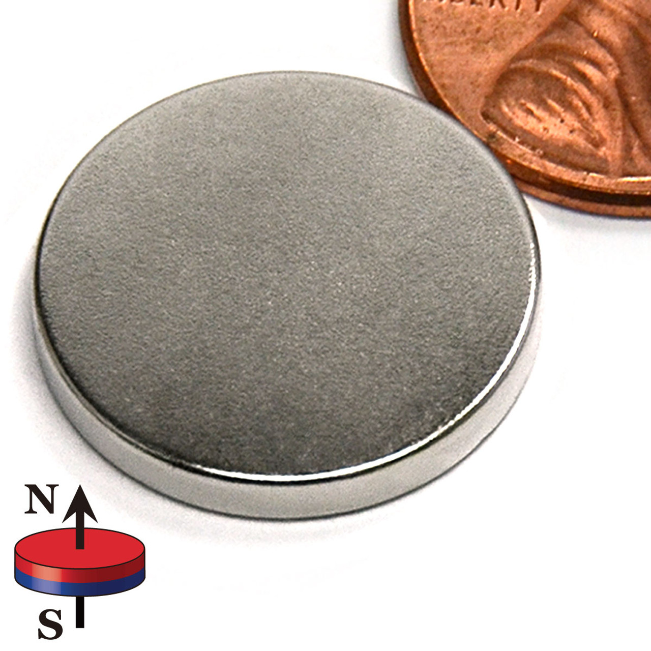 N45 Neodymium Disc Magnet 7/8" x 1/8" - Front View