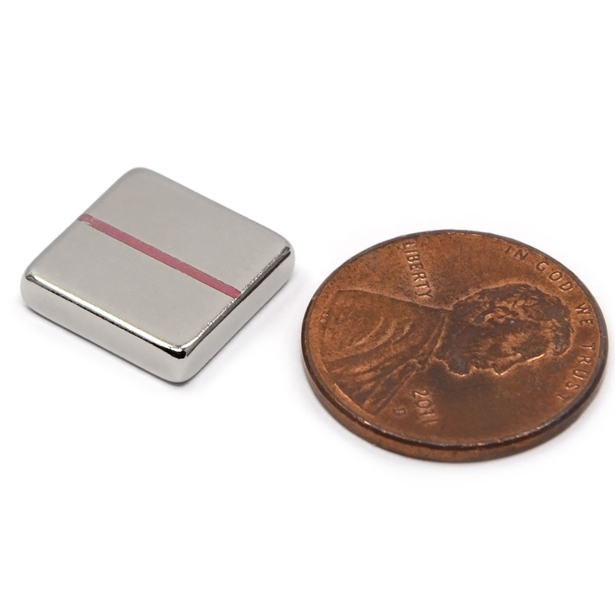 N52 Neodymium Block 7.5 LB Pull 1/2x1/2x1/8 Inch High