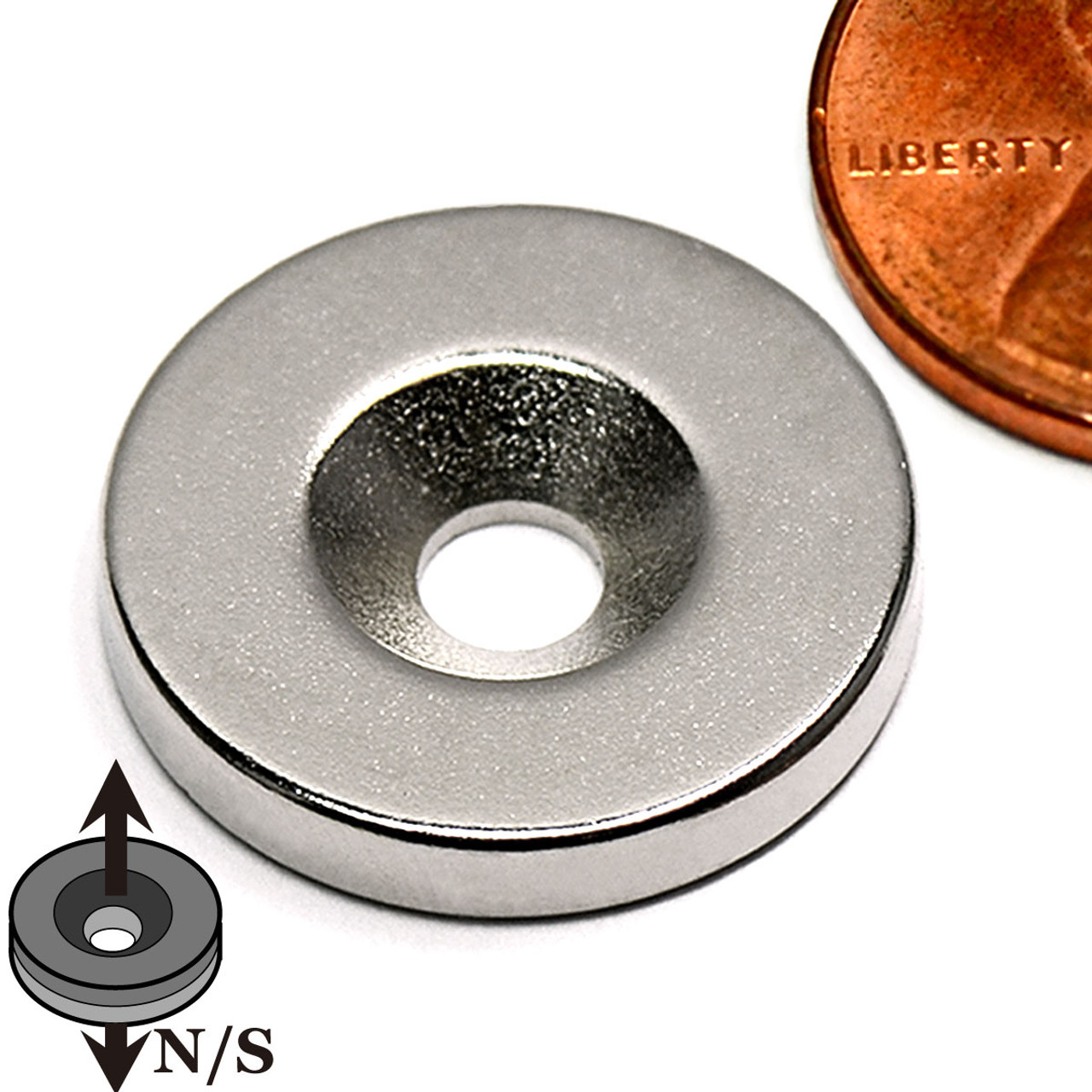N52 Disc Neodymium Magnets 3/4x1/8" Countersunk