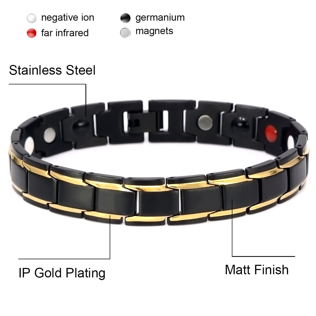 Magnetic bracelet jewelry Novoa Men's  Stainless  Gold Accents  B422JD