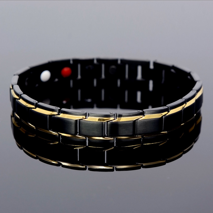 Magnetic bracelet jewelry Novoa Men's  Stainless  Gold Accents  B422JD