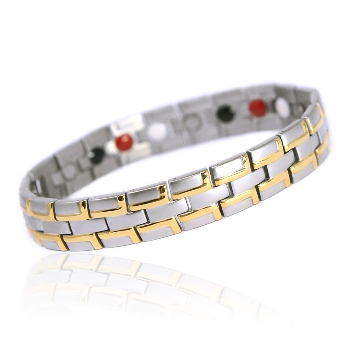<img src="mens  magnet bracelet .png" alt="casual magnetic therapy jewelry  strong  top view    Magnetic Bracelet Novoa Men's Quad-Element Satin Stainless  B072J     ">