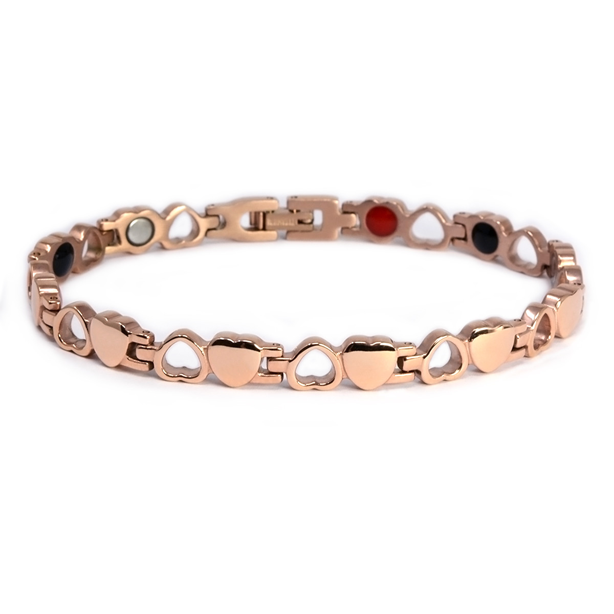 <img src=" womens  gold color magnet bracelet .png" alt="casual magnetic therapy jewelry top view Magnetic  bracelet Jewelry Quad-Element Titanium Rose Gold  B185QM">