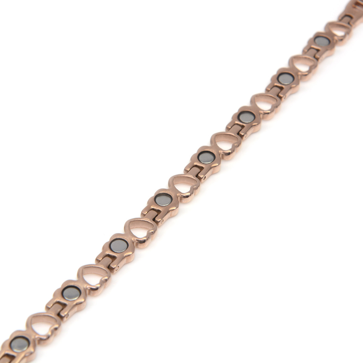 <img src=" womens silver stainless & gold color magnet bracelet .png" alt="casual magnetic therapy jewelry   side view Magnetic  bracelet Jewelry Novoa Women 's  Rose Gold  B185QM-0">