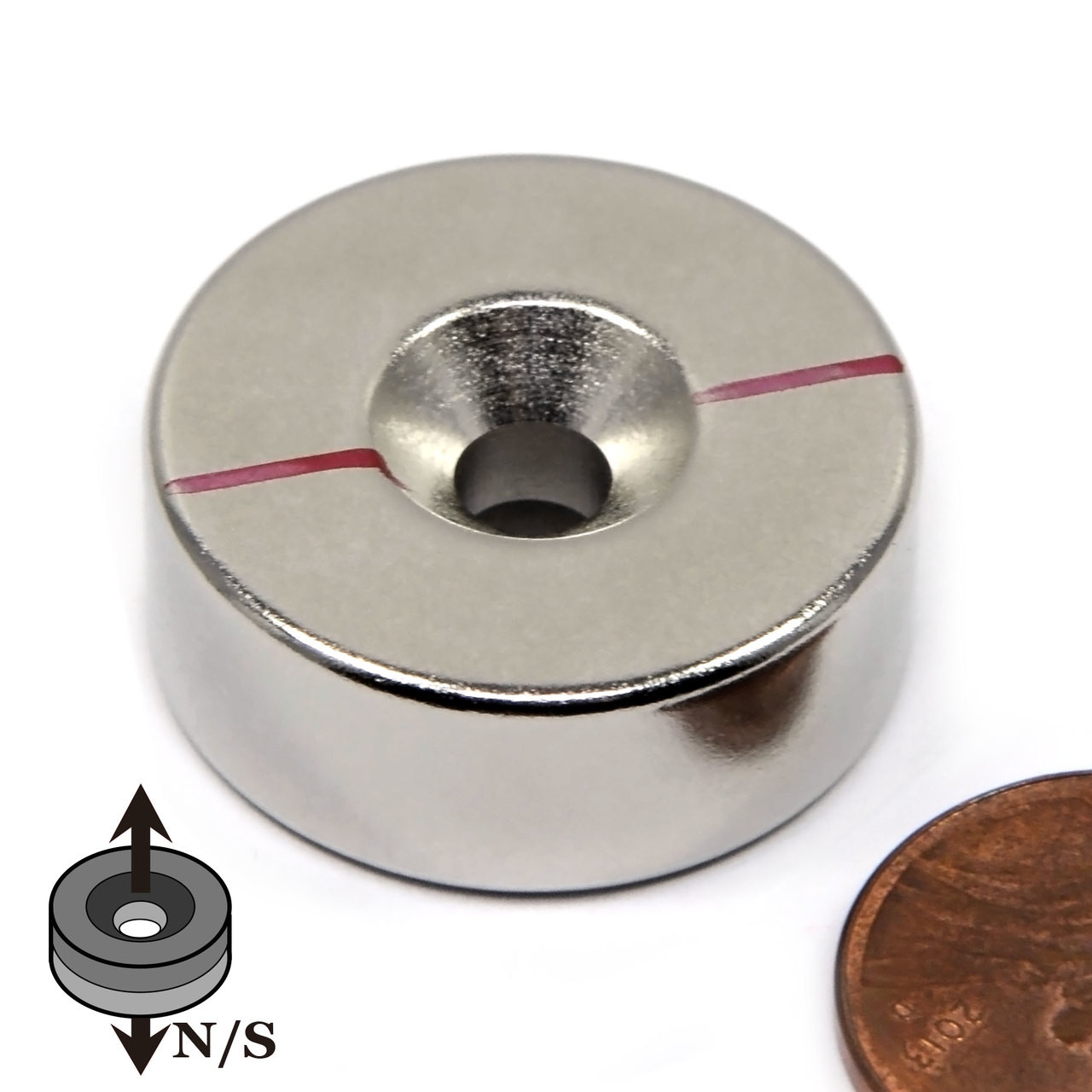 N45 Neodymium Disc Magnet 1"x3/8" with 34 LB Pull Force