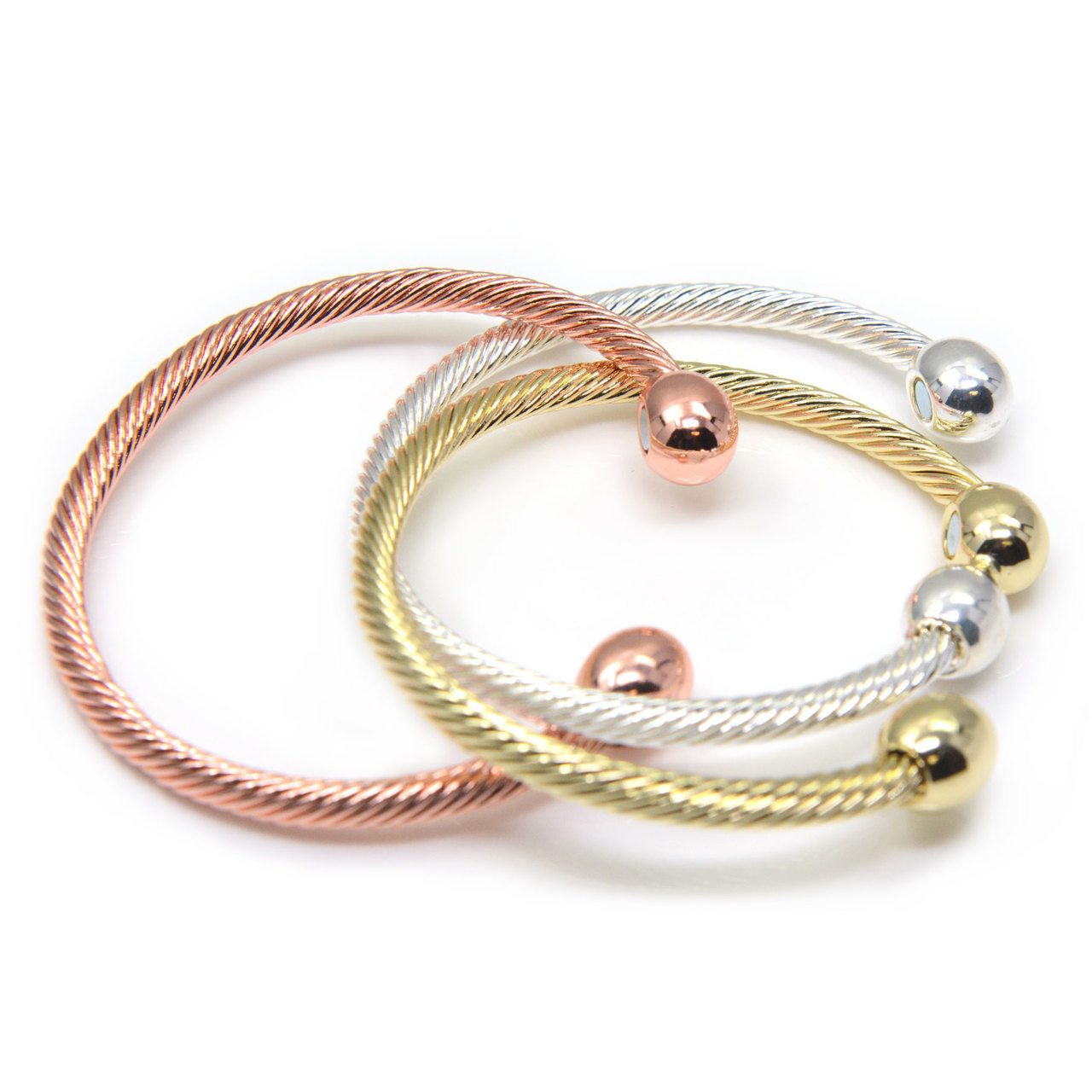 <img src=" womens silver gold copper magnet bracelet .png" alt="casual magnetic therapy jewelry  front view ">