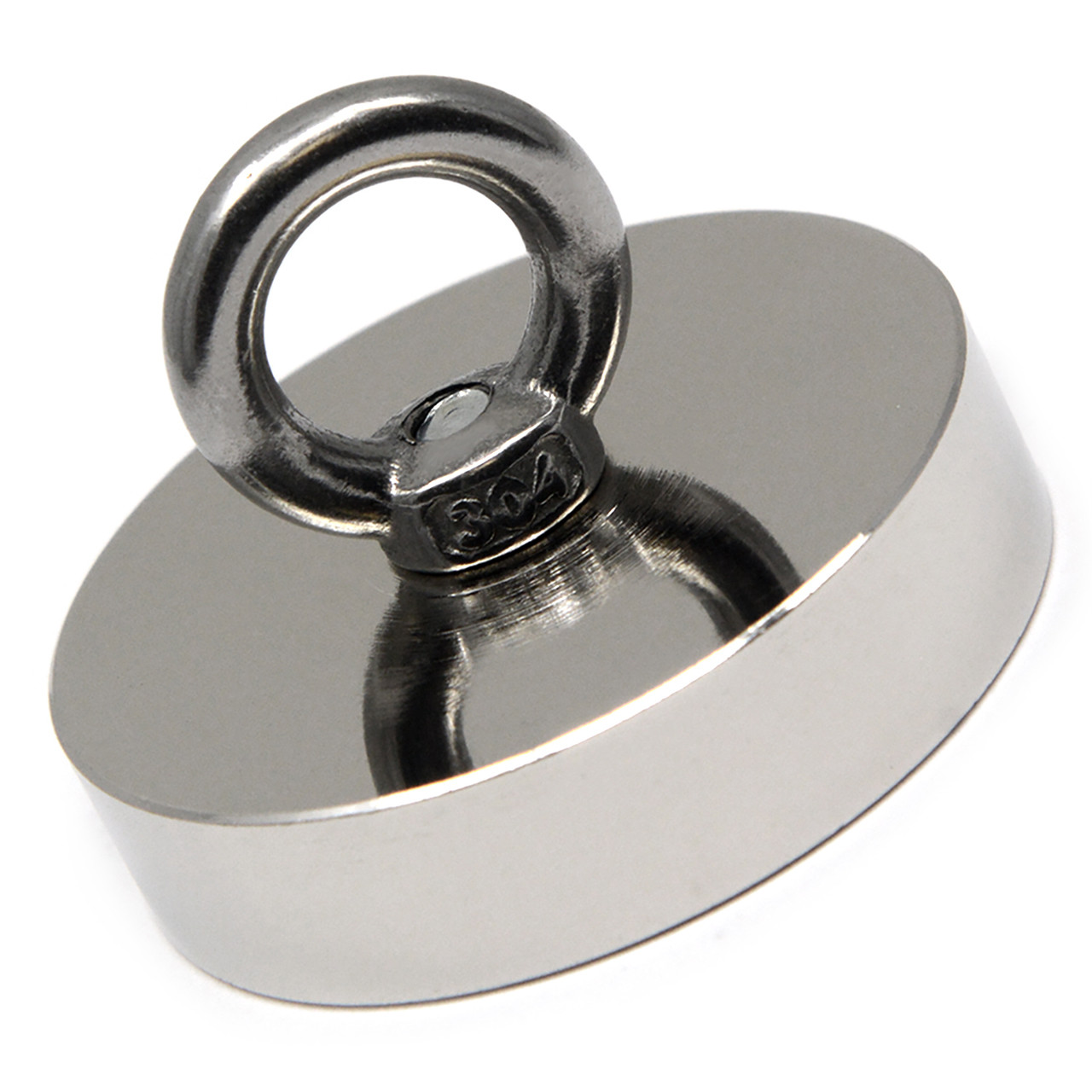 Front view of 150 lb neodymium cup magnets with anchor bolts