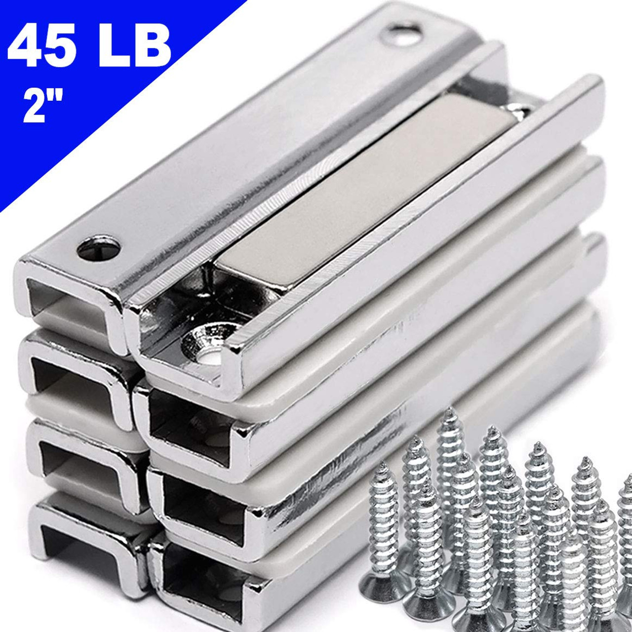 45 LB Ultra-Strong Neodymium Channel Magnet Set with Countersunk Holes & Screws - Perfect for DIY, Home, and Industrial Use