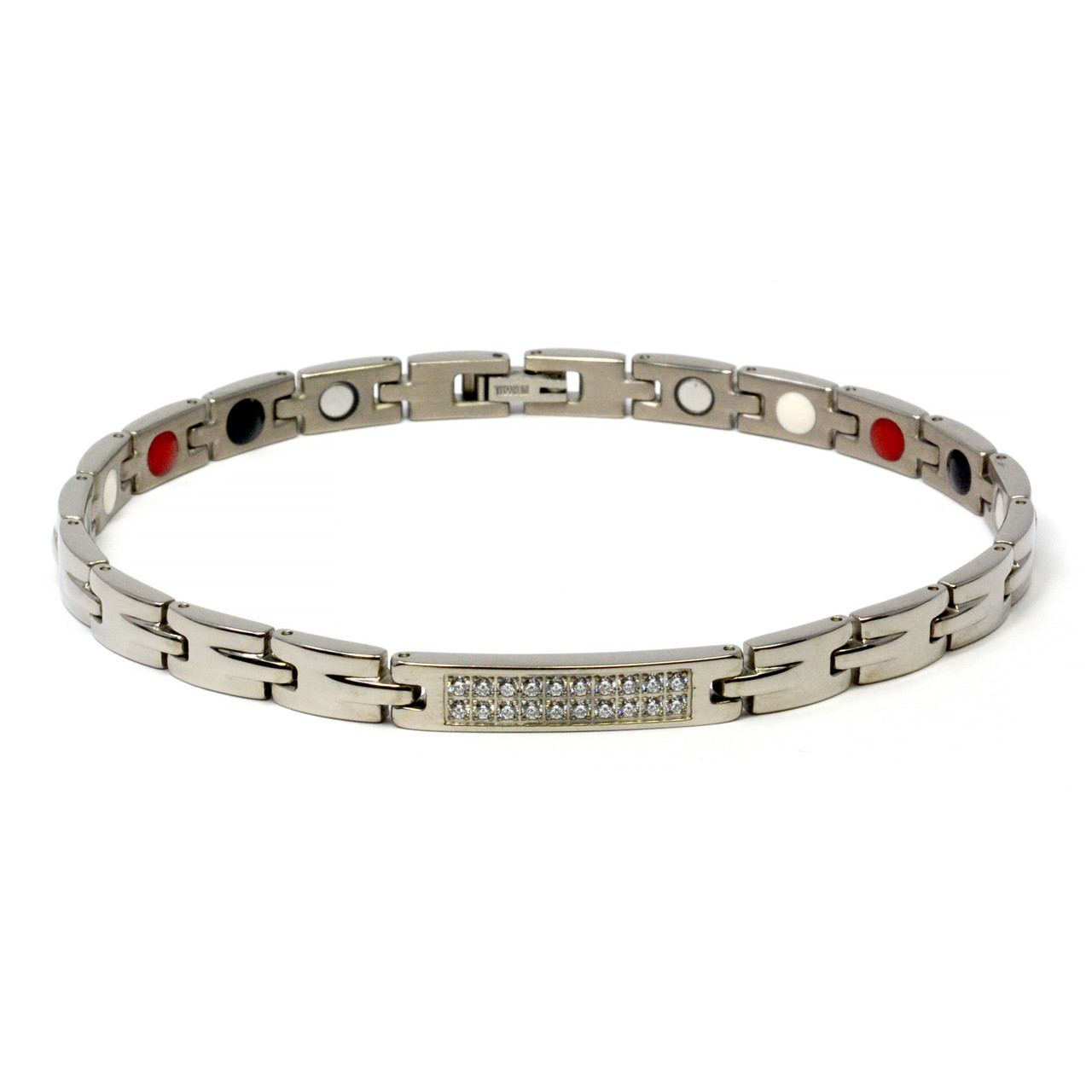 Magnetic Therapy Ankle Bracelet By Novoa, Women's Magnetic Ankle Bracelet in Silver Stainless Steel 12,800 Gauss