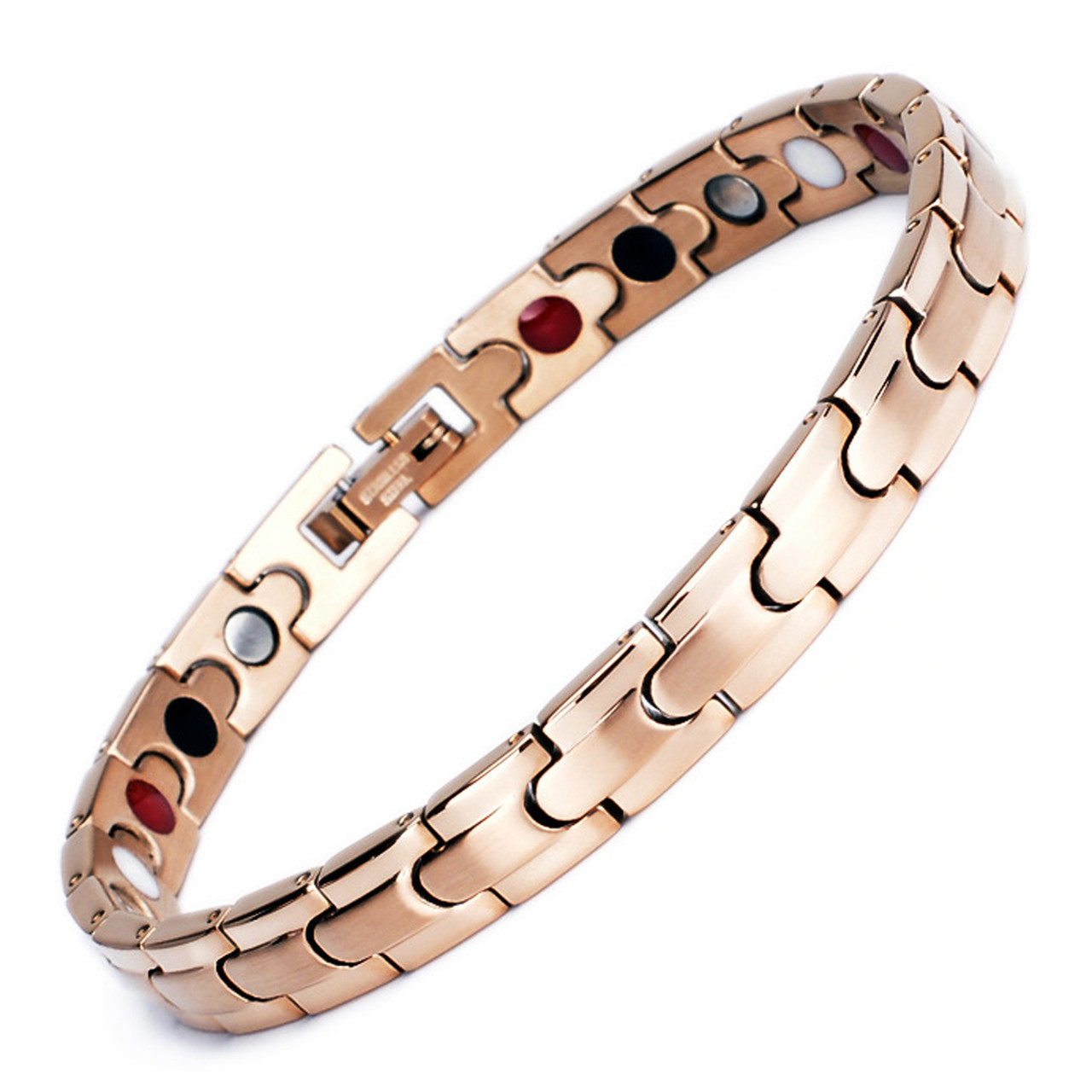 Magnetic Bracelet Novoa Women's Quad-Element Stainless Titanium Two-Tone Rose Gold - B101QM