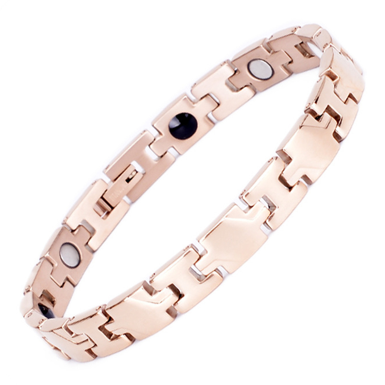 Magnetic Bracelet Novoa Women's Quad-Element Elegant Stainless Titanium  Rose Gold - B184QM