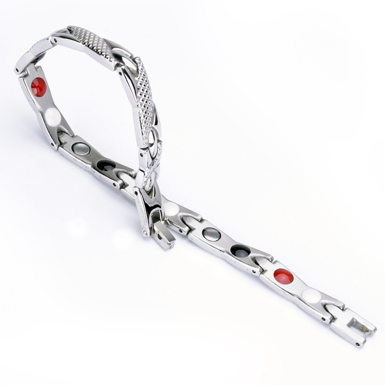 Magnetic  Bracelet Novoa Men's Quad-Element Titanium Two-Tone Silver B234