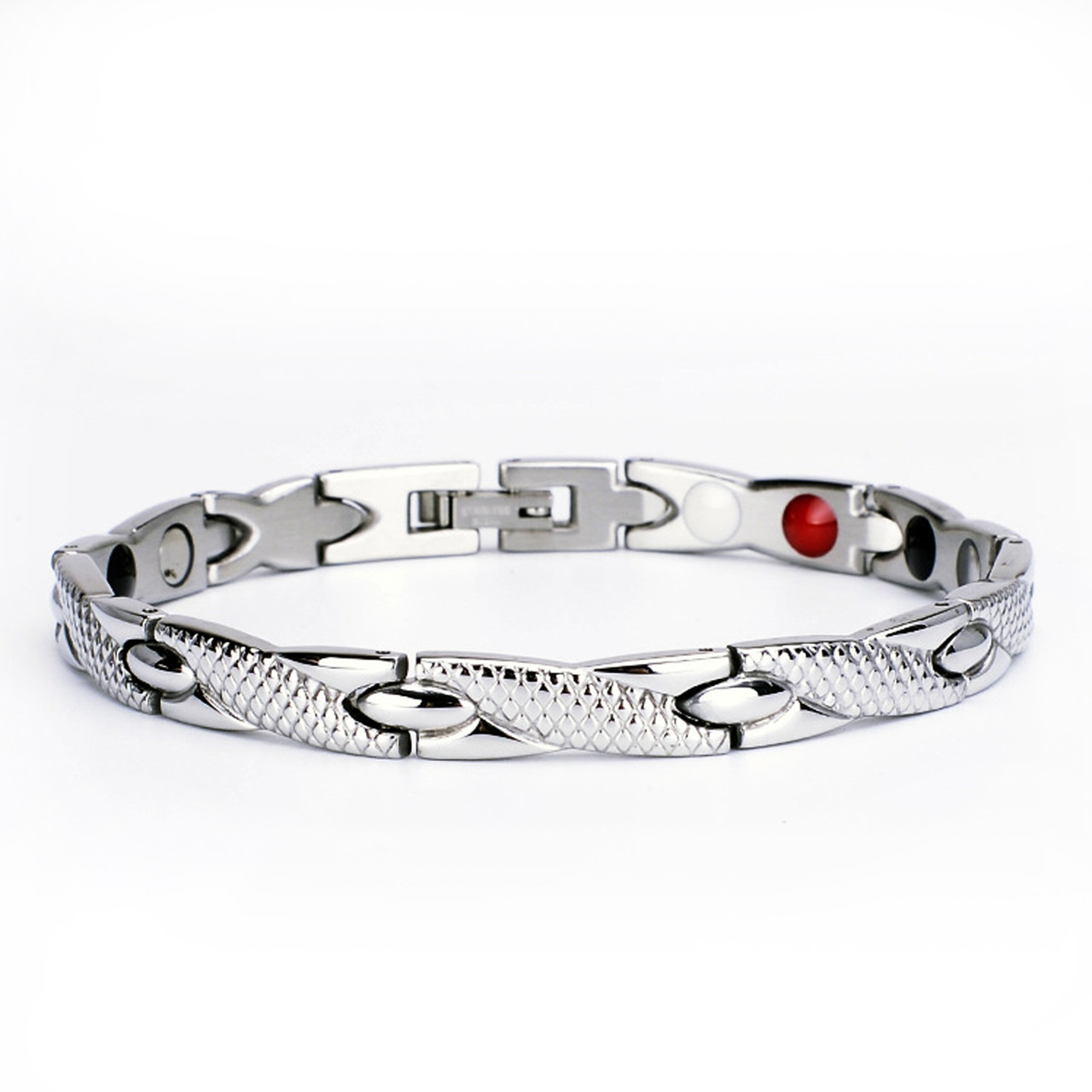 Magnetic  Bracelet Novoa Men's Quad-Element Titanium Two-Tone Silver B234
