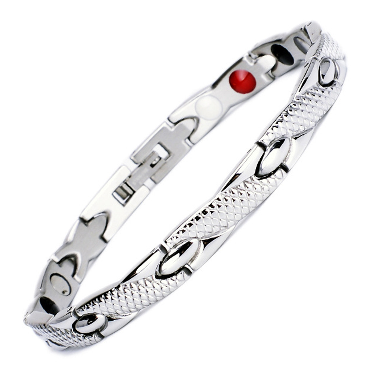 Magnetic  Bracelet Novoa Men's Quad-Element Titanium Two-Tone Silver B234