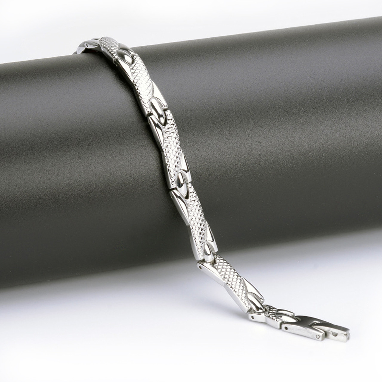 Magnetic  Bracelet Novoa Men's Quad-Element Titanium Two-Tone Silver B234