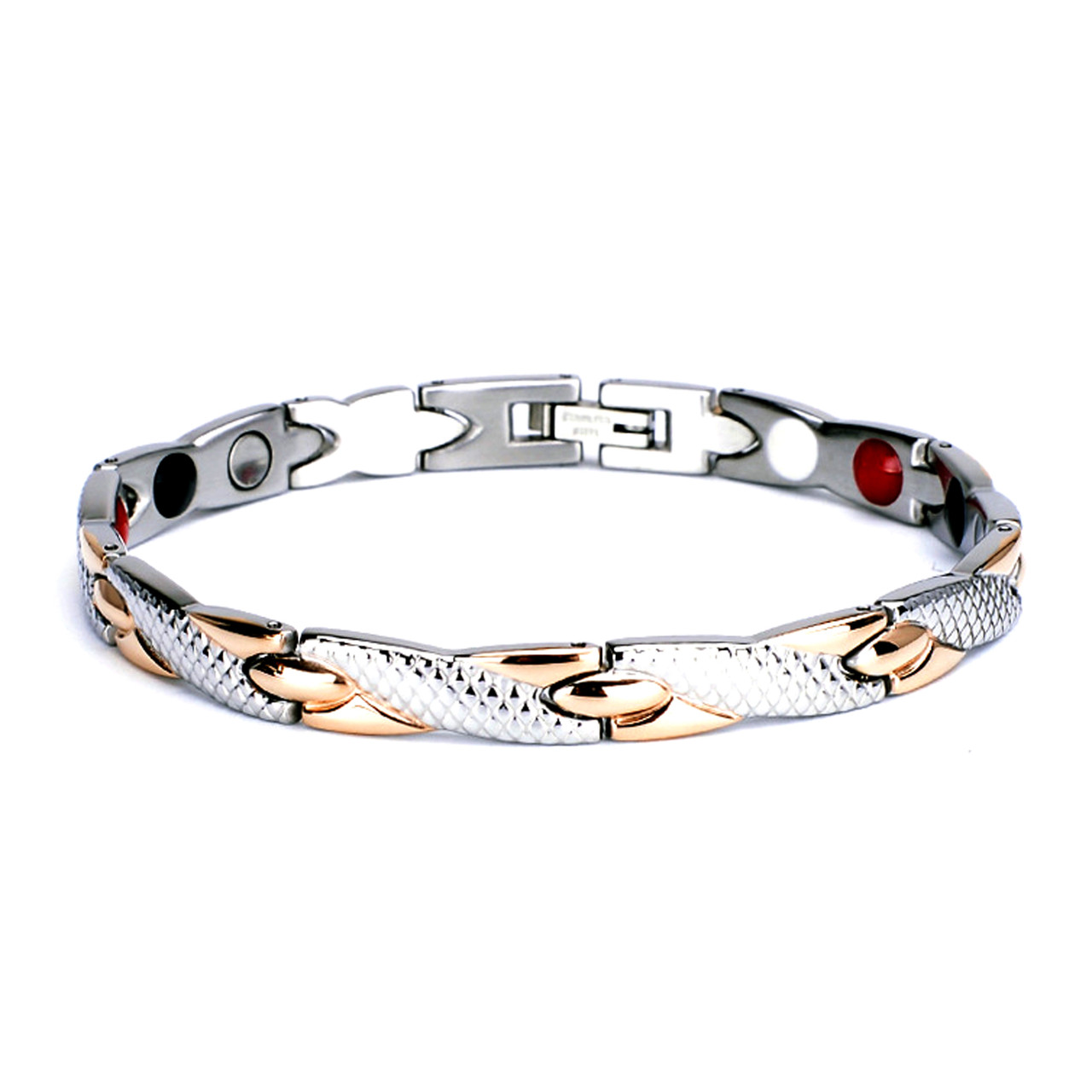 Magnetic  Bracelet Novoa Men's Quad-Element Titanium Rose Gold & Silver B234M