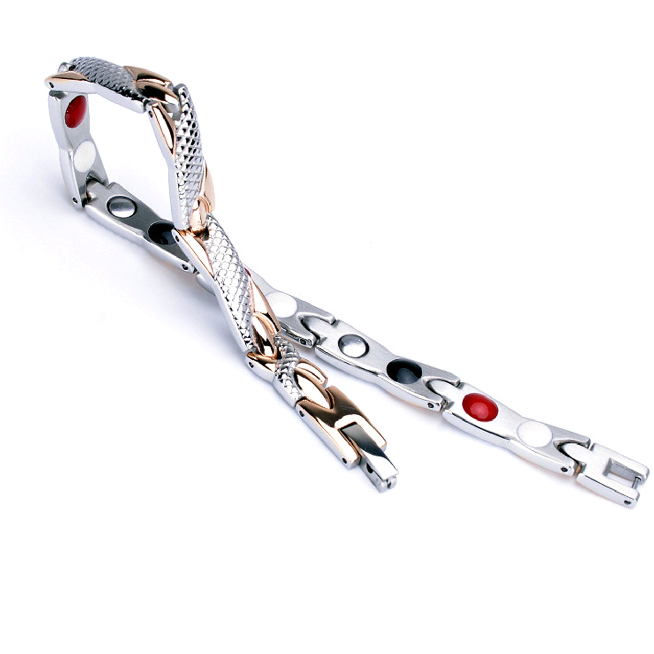 Magnetic  Bracelet Novoa Men's Quad-Element Titanium Rose Gold & Silver B234M