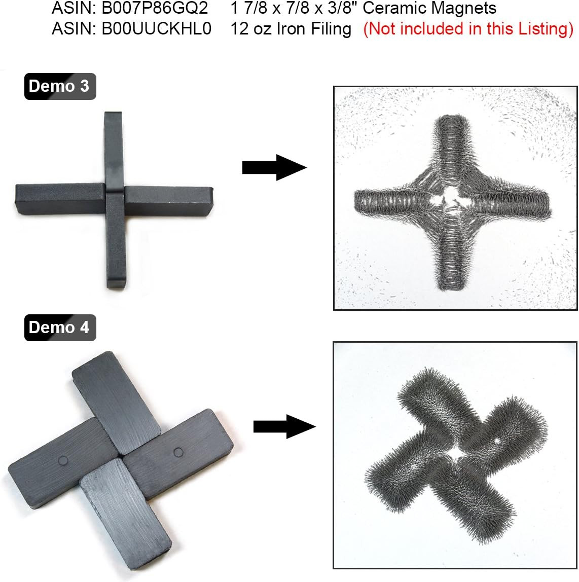 C8 grade ceramic block magnet demonstrating 4 lbs pull force holding metal