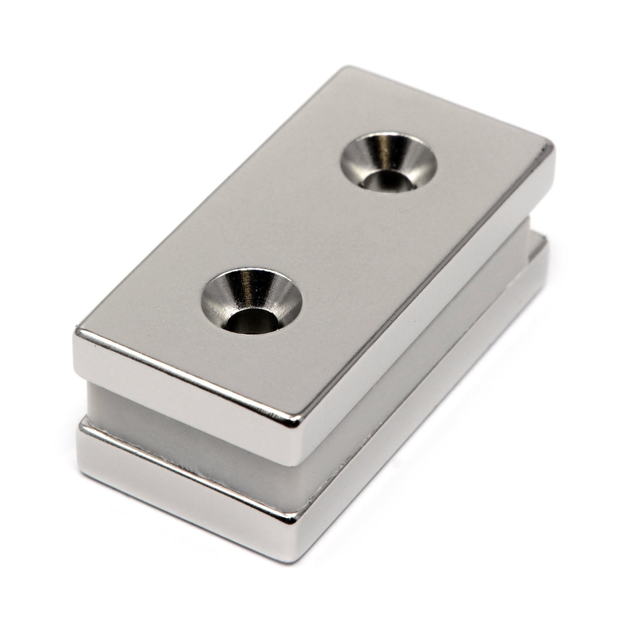 2"x1"x1/4" Neodymium Block Magnet w/ 2 #8 Countersunk Holes