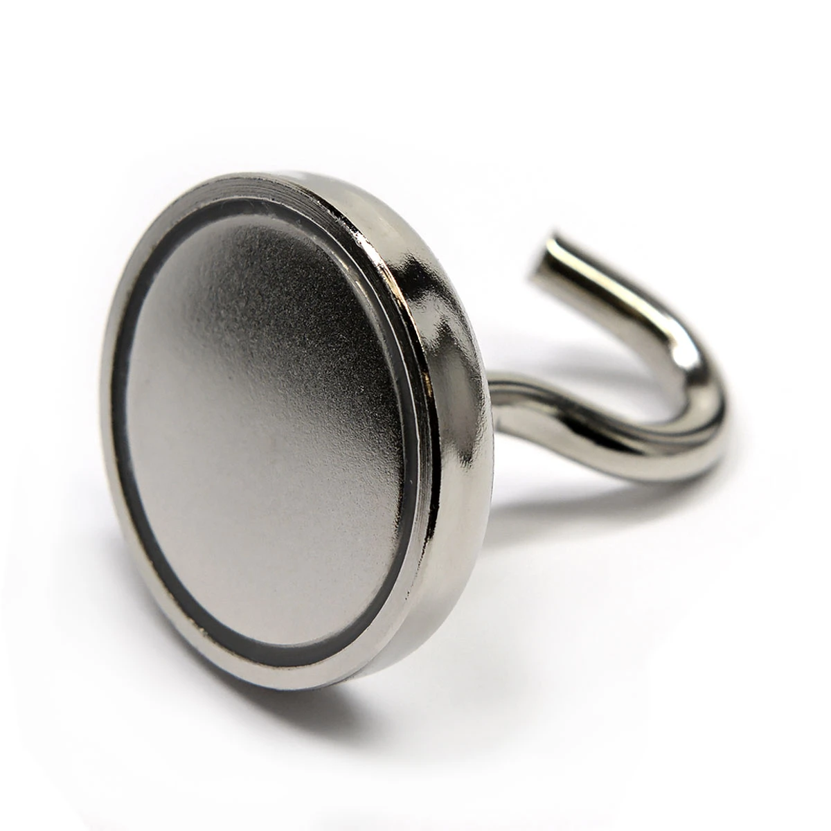 Close-up view of 99 lb magnetic hook steel cup base