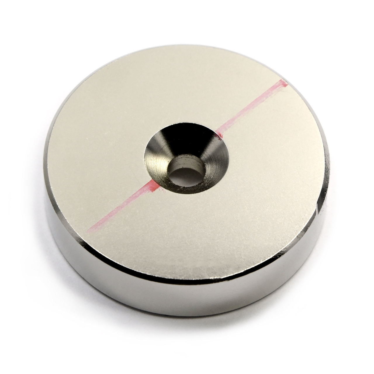 1-1/2" x 3/8" Neodymium Rare Earth Disc Magnet w/ #10 Countersink on Both Sides