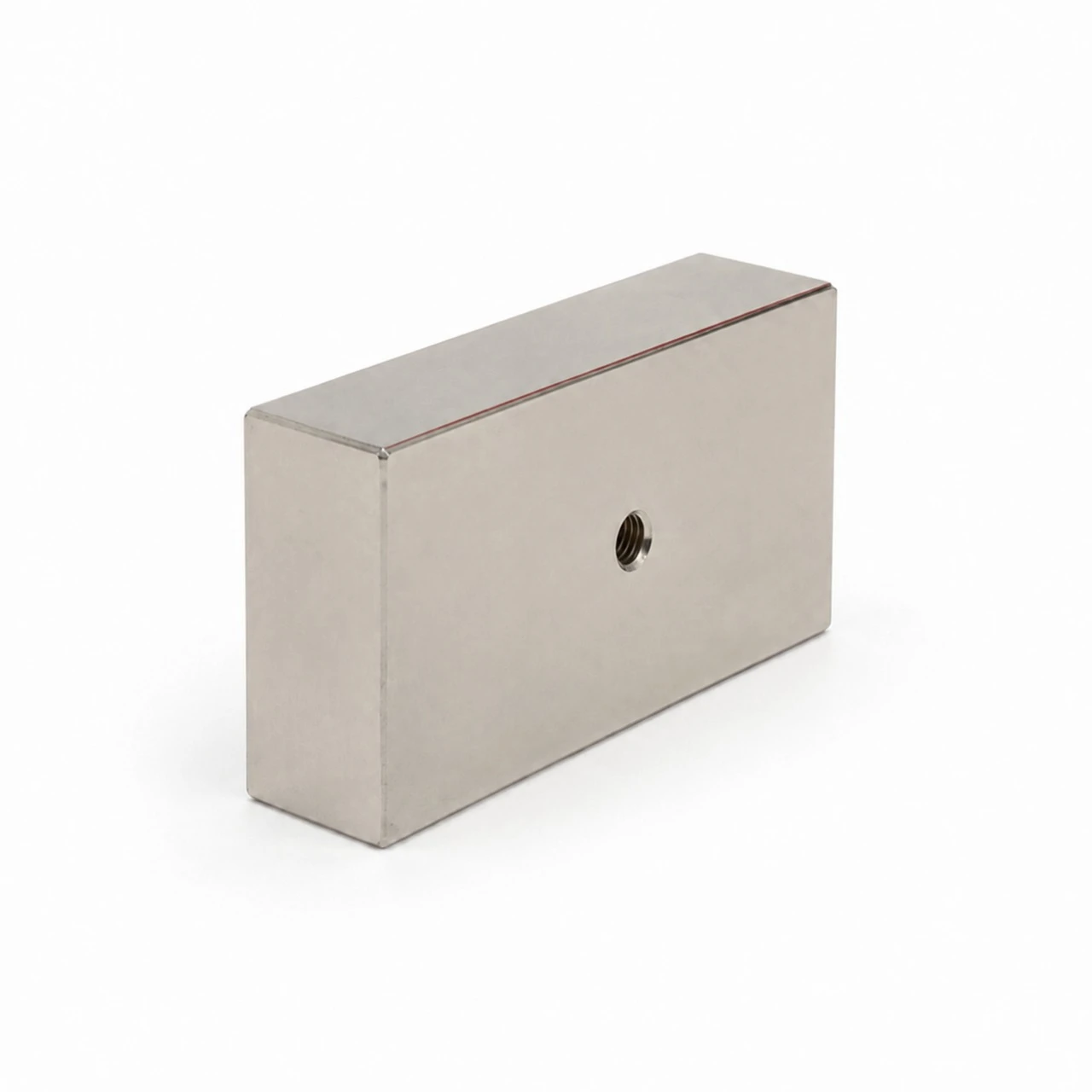 Side profile view showing 3/4 inch thickness of N42 neodymium block magnet
