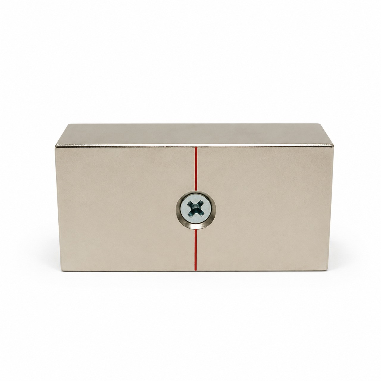 N42 Neodymium Block Magnet 3x1.5x3/4" 165 LB Pull w/  One #10 Countersunk Hole