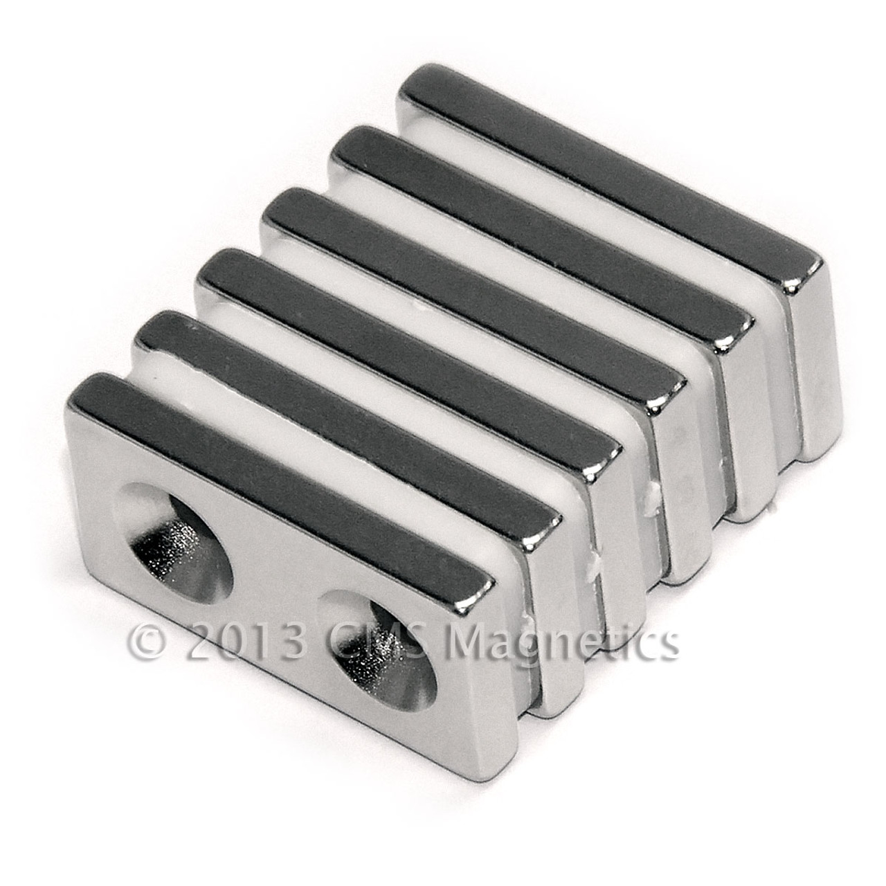 N42 1x1/2x1/8 Neodymium Bar Magnet w/ 2 Countersunk Holes for #6 Screw  Rare Earth Magnet