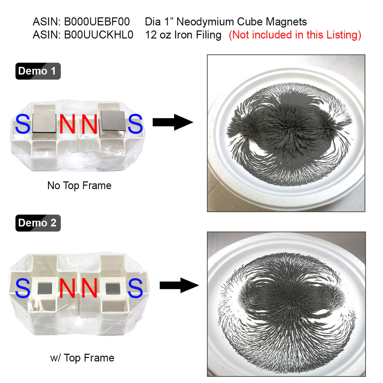 Iron Filing Experiment with 1 inch Cube Magnet