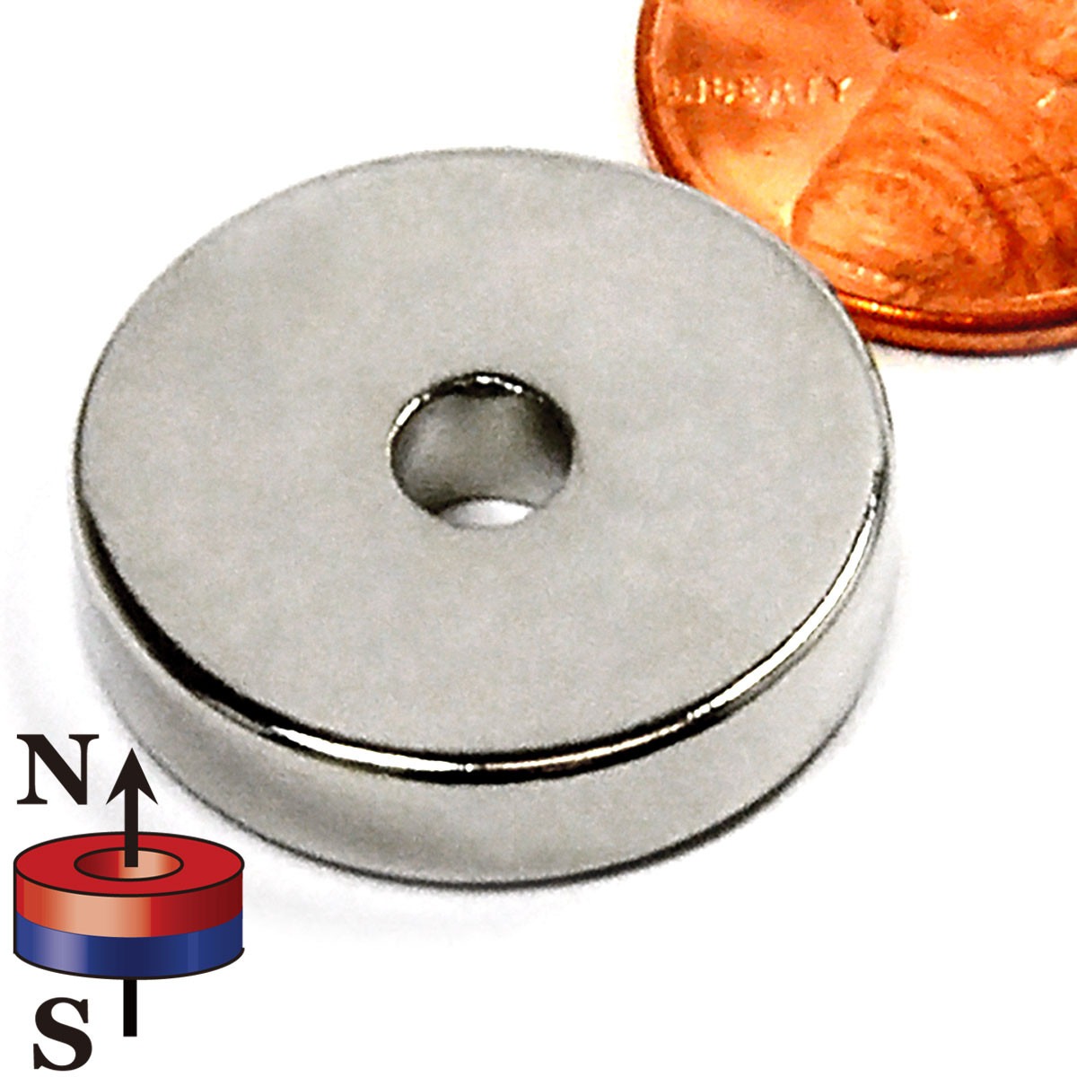 N42 Neodymium Ring Magnet 7/8 x 1/5 15 lb Pull